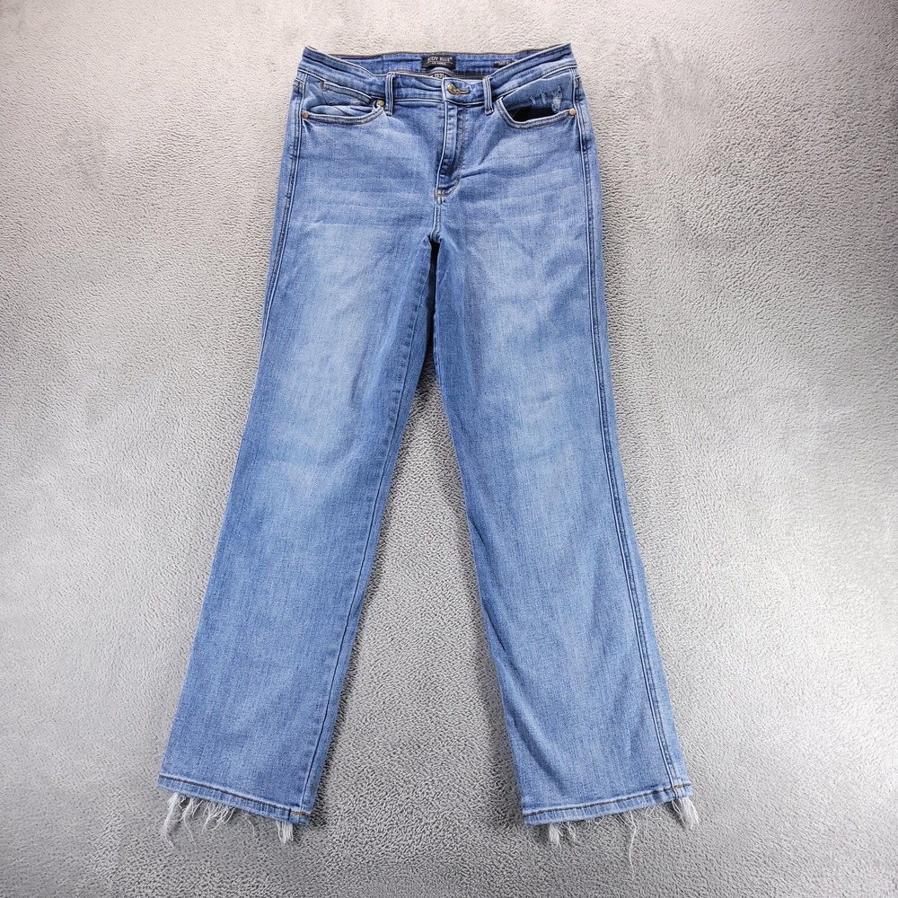 Judy Blue Jeans Womens 31 Blue Dad Jean Straight Fringe Hem Distressed JB82540MD